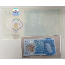 GREAT BRITAIN UK 2015 . FIVE 5 POUNDS BANKNOTE . ERROR . MISSING ALL PRINT ON REVERSE